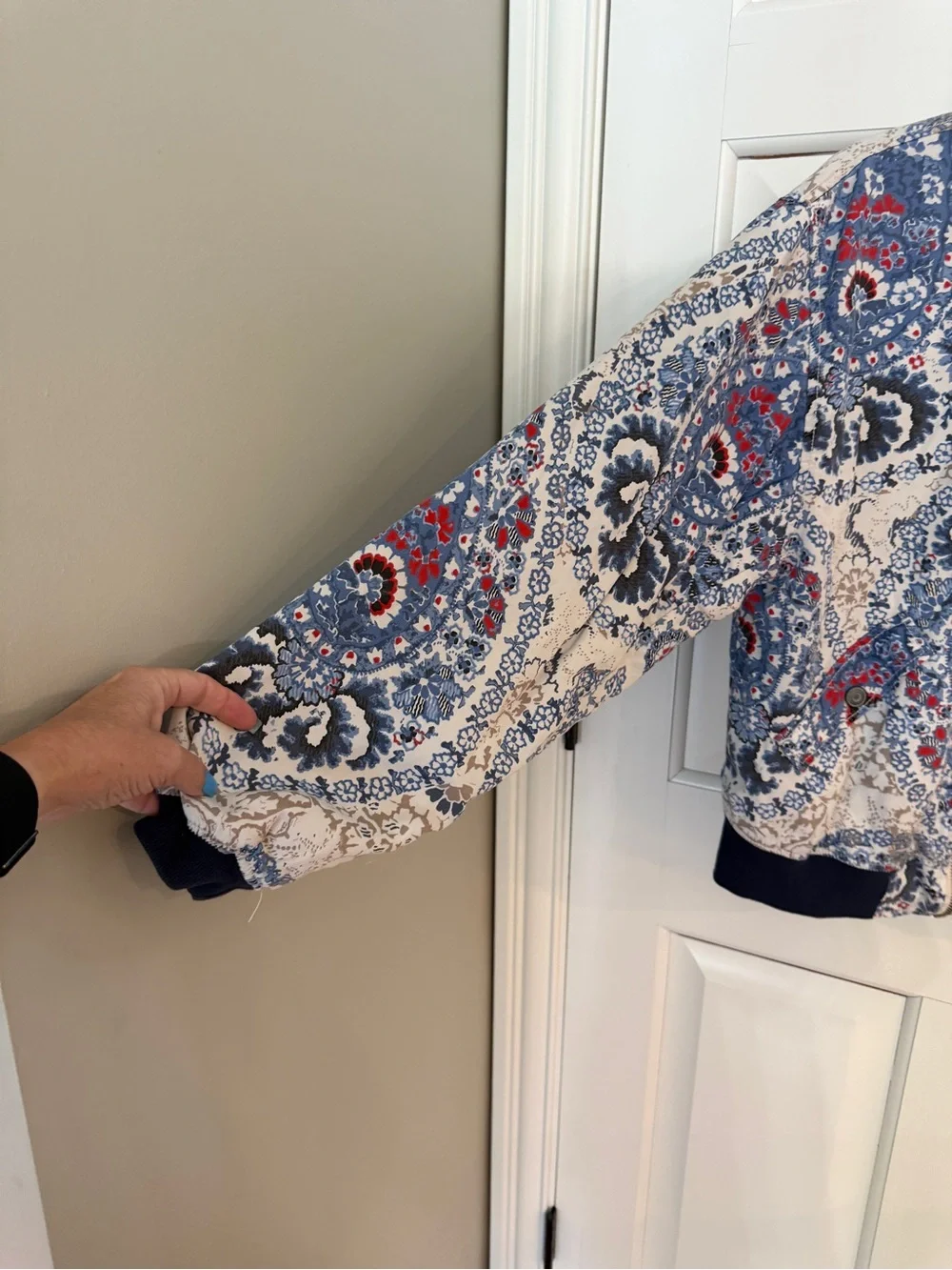 Free People Daytrip Paisley Print Quilted Full Zip Up Bomber Jacket 25584